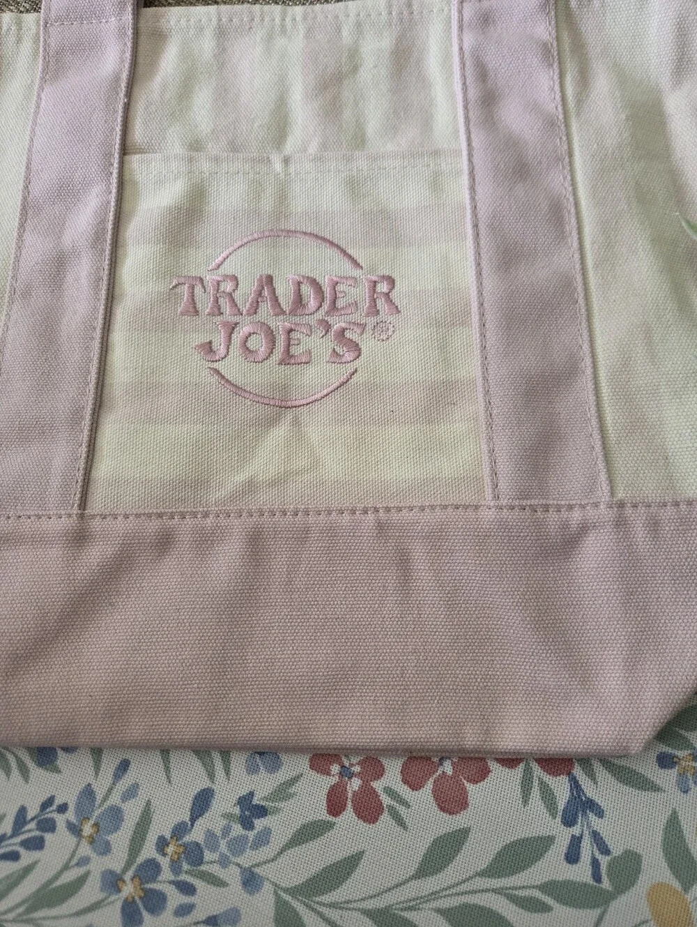 Trader Joe's Pink Striped Canvas Mini Tote - Picture 5 of 6